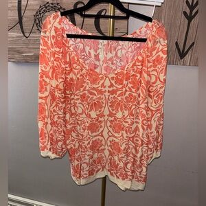 Women's Coral Floral Scoop-Neck Tunic Top